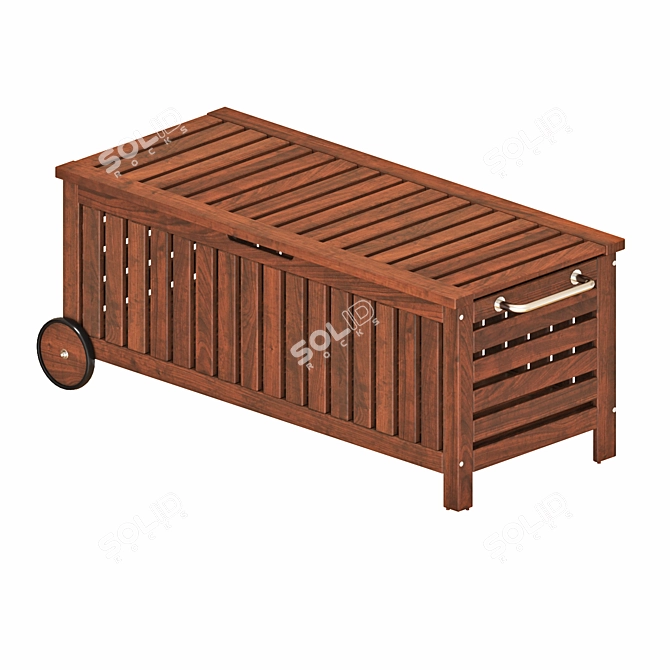 Modern Outdoor Storage Bench - Brown Stained | IKEA ÄPPLARÖ 3D model image 2