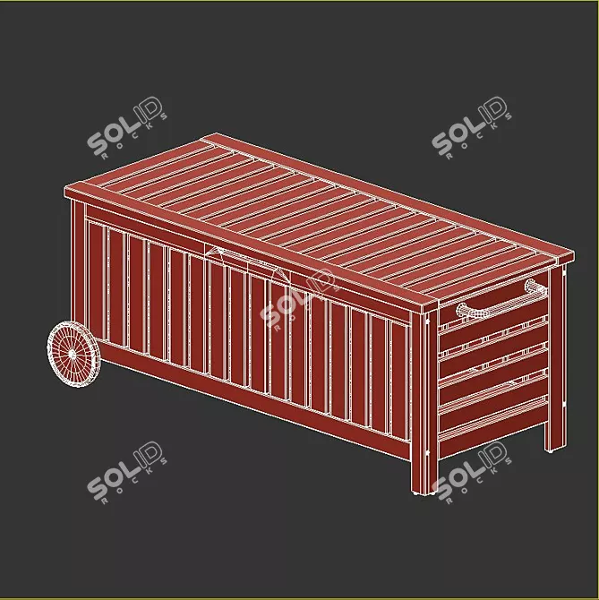 Modern Outdoor Storage Bench - Brown Stained | IKEA ÄPPLARÖ 3D model image 4