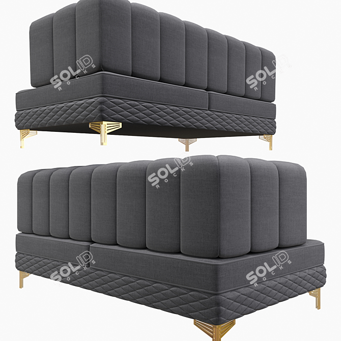 Sleek Black Fabric Sofa 3D model image 2