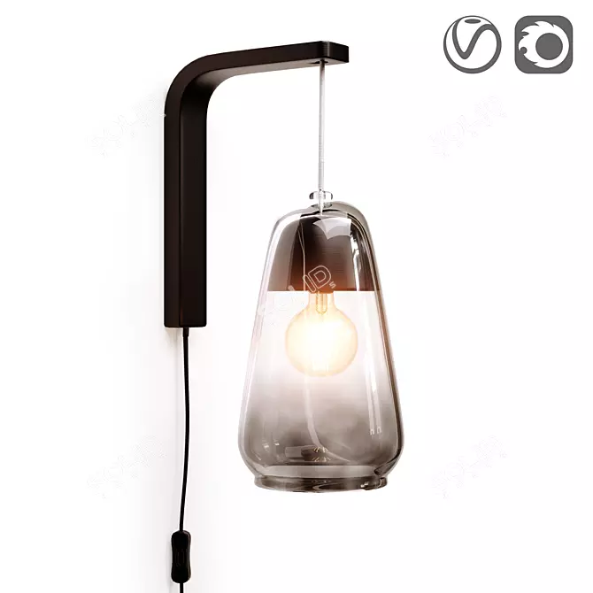 Nasoa Glass and Wood Wall Lamp - Modern Style 3D model image 1