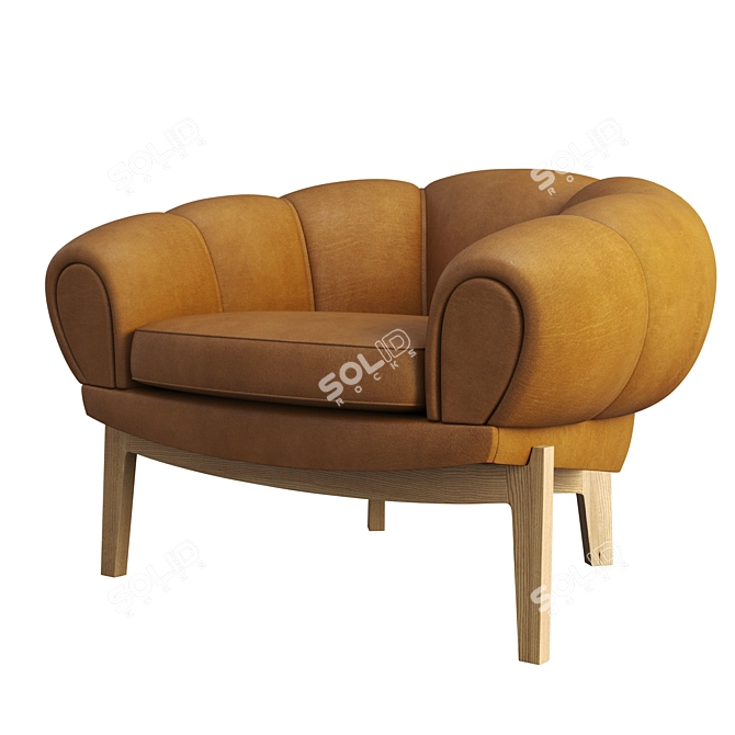 Title: Elegant Croissant Lounge Chair 3D model image 4