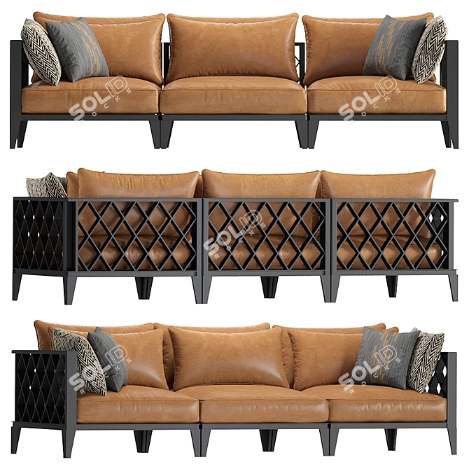 Ocean Club Leather Sofa: Eichholtz 113617 3D model image 1