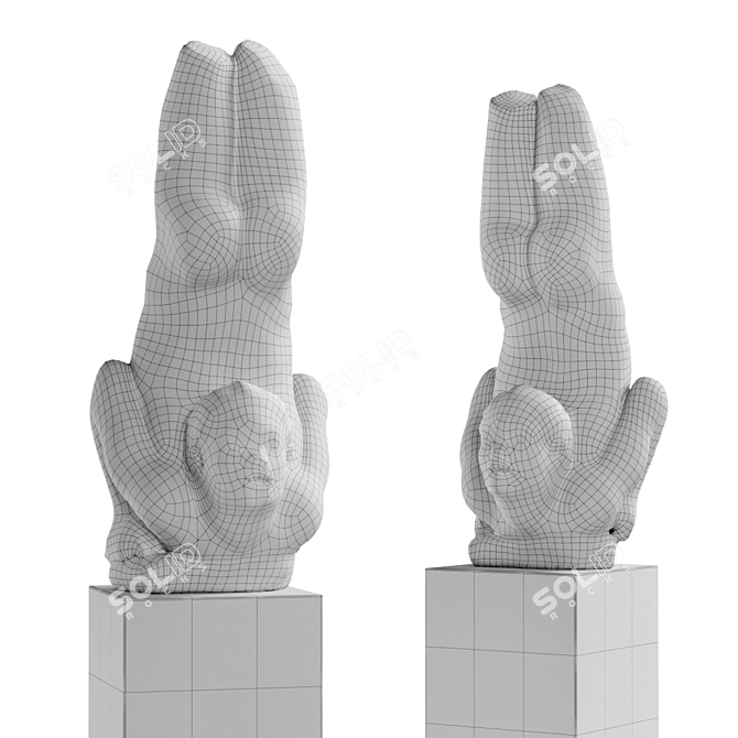 African Acrobat Statue: Dynamic Metal and Plaster Sculpture 3D model image 5