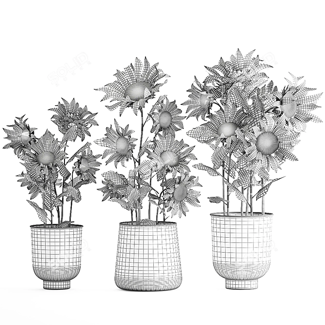 Rustic Metal Plant Collection 3D model image 7