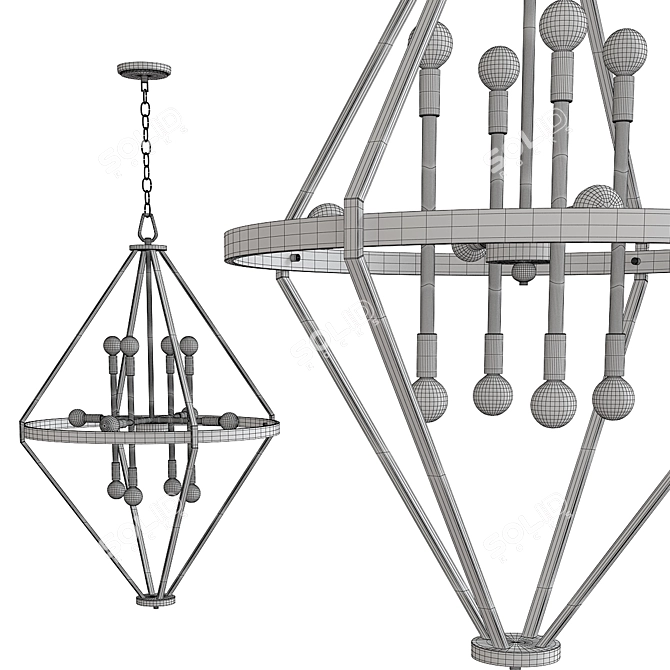 Elegant Tux Foyer Chandelier 3D model image 2