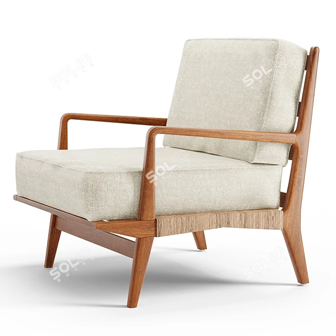 Rattan and Teak Arlo Chair 3D model image 3