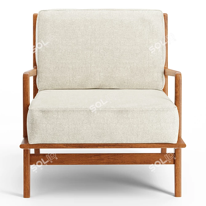 Rattan and Teak Arlo Chair 3D model image 5