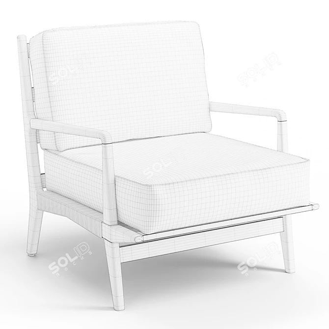 Rattan and Teak Arlo Chair 3D model image 6