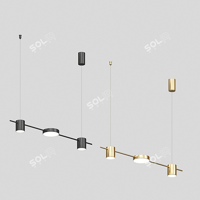 Sleek Vertic Pendant Light 3D model image 3