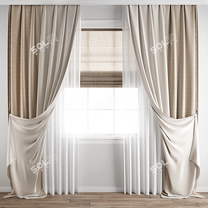 Polygonal Curtain Model: 3ds Max & Obj 3D model image 1