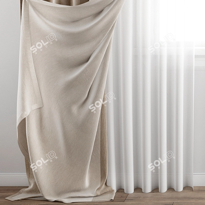 Polygonal Curtain Model: 3ds Max & Obj 3D model image 2