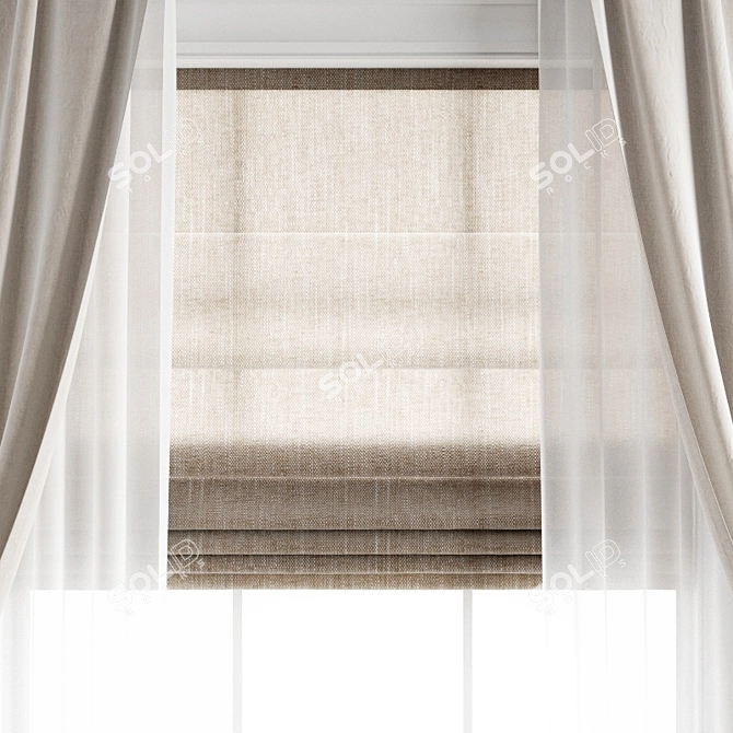 Polygonal Curtain Model: 3ds Max & Obj 3D model image 4