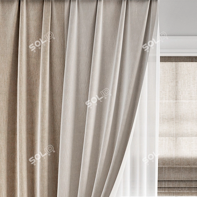 Polygonal Curtain Model: 3ds Max & Obj 3D model image 6