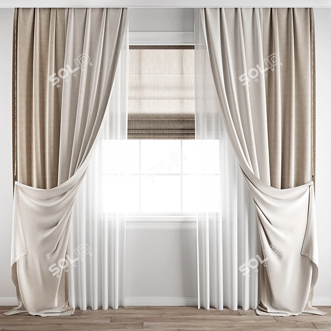 Polygonal Curtain Model: 3ds Max & Obj 3D model image 7