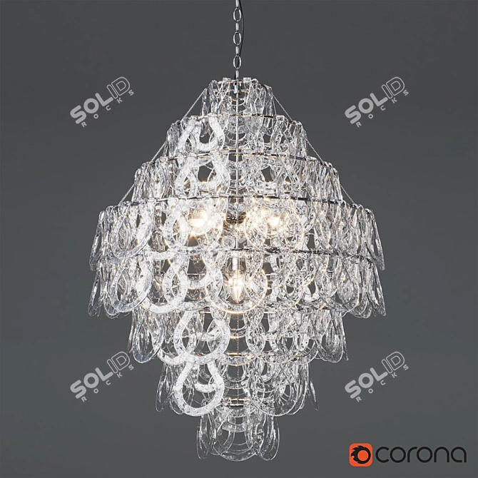 Sorbonne Glass Cascade Chandelier 3D model image 1