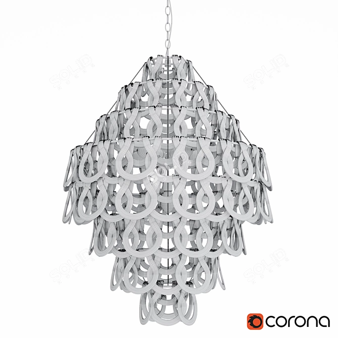 Sorbonne Glass Cascade Chandelier 3D model image 2