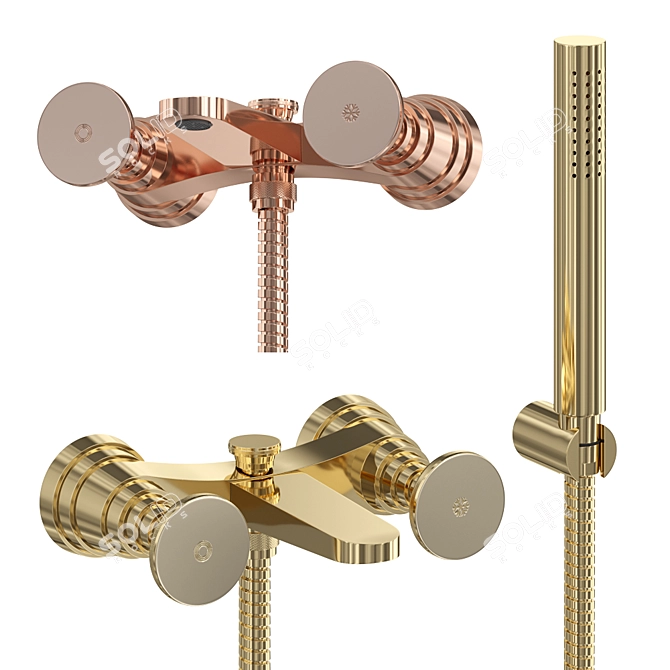 Title: Stella Titian Wall Shower Mixer 3D model image 3