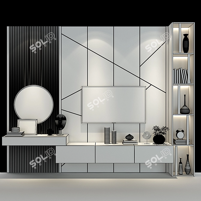 Modern Wall Mount TV Set 3D model image 2