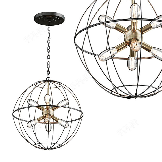 Modern Wire Globe Sputnik Chandelier 3D model image 1