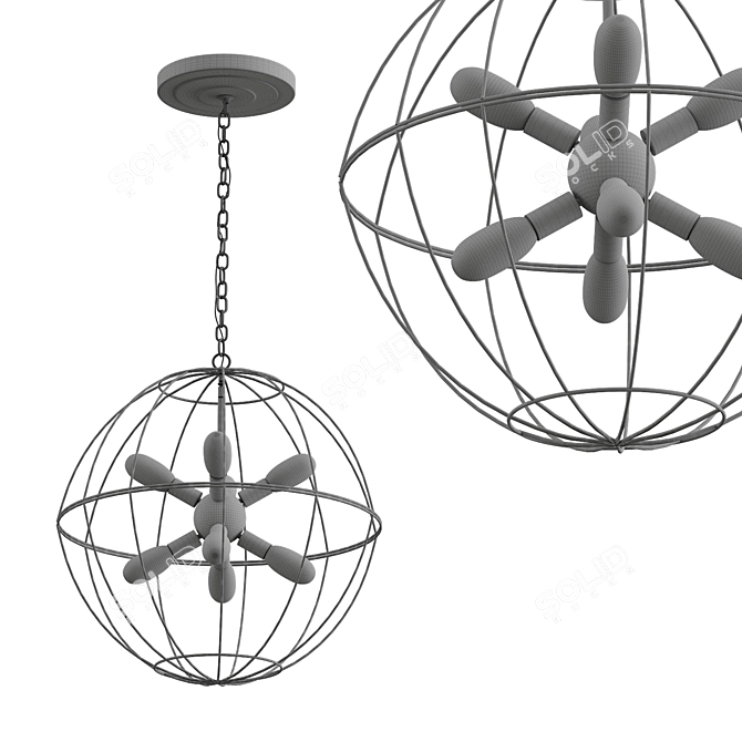 Modern Wire Globe Sputnik Chandelier 3D model image 2