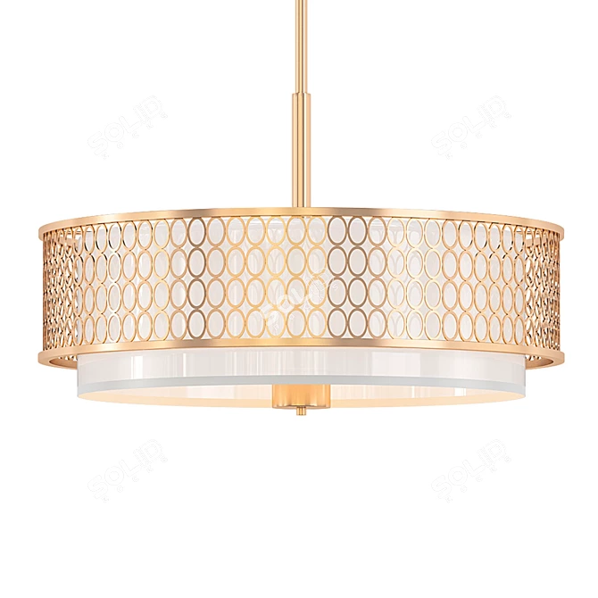 Luxurious Gold Drum Pendant Light 3D model image 1