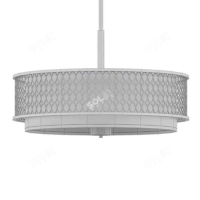 Luxurious Gold Drum Pendant Light 3D model image 2