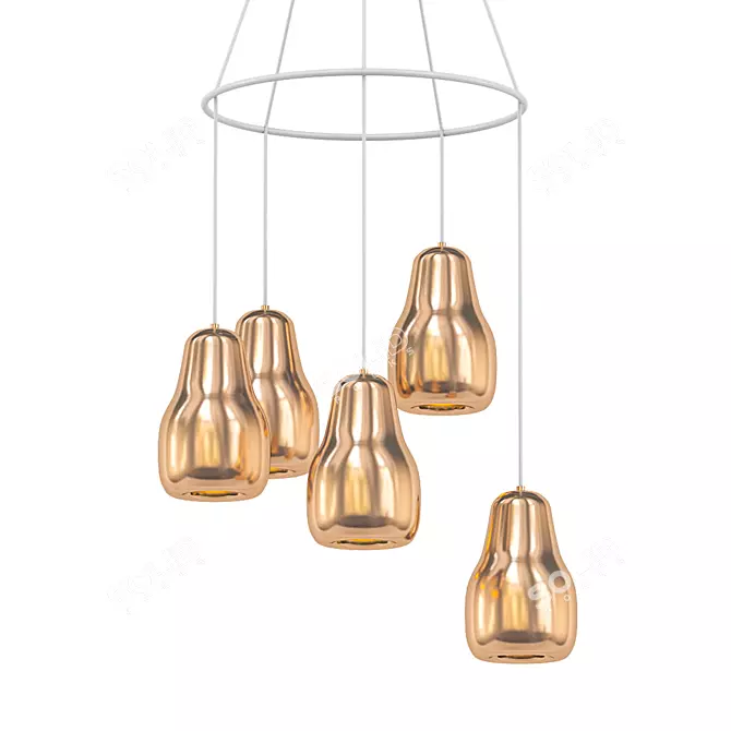 Scandinavian Brass Pendant Chandelier 3D model image 1