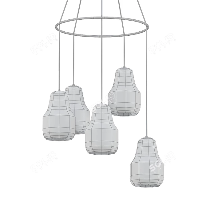 Scandinavian Brass Pendant Chandelier 3D model image 2