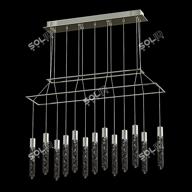 Chrome LED Crystal Chandelier 3D model image 2