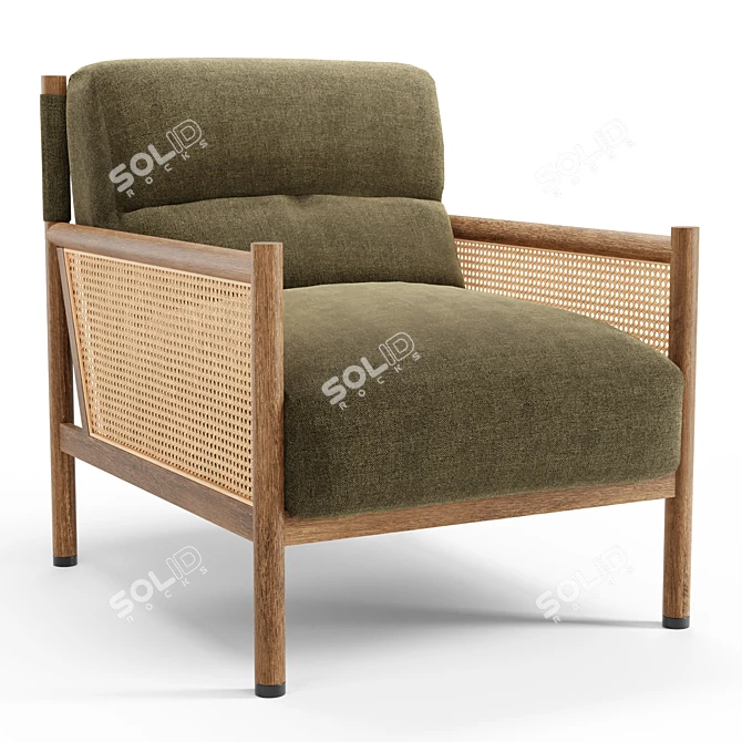 Parisian-inspired Channing Lounge Chair: Chic Comfort in Olive 3D model image 1