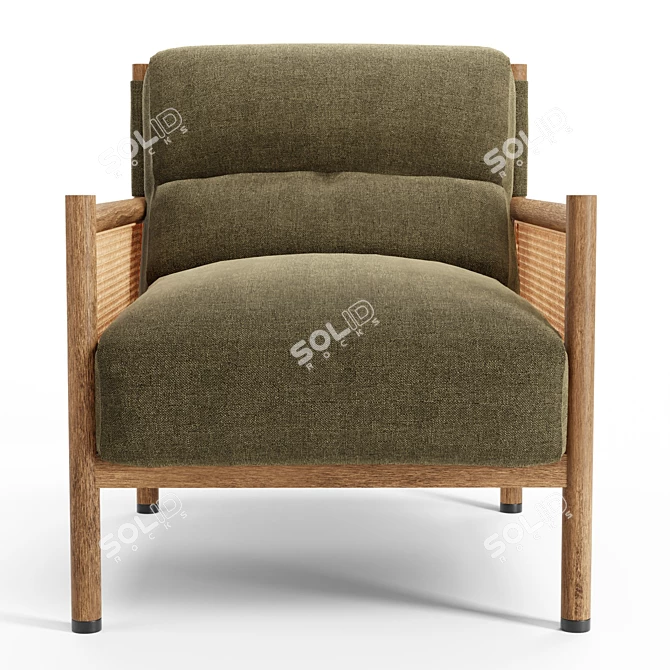 Parisian-inspired Channing Lounge Chair: Chic Comfort in Olive 3D model image 2