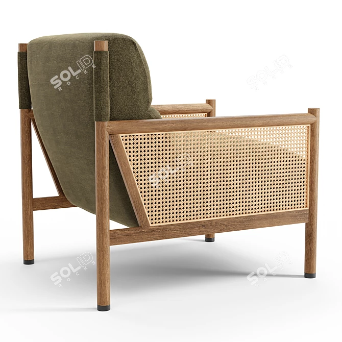 Parisian-inspired Channing Lounge Chair: Chic Comfort in Olive 3D model image 3