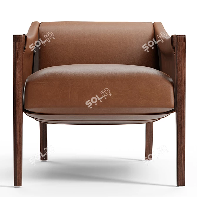 Sleek Taupe Leather Chair 3D model image 5