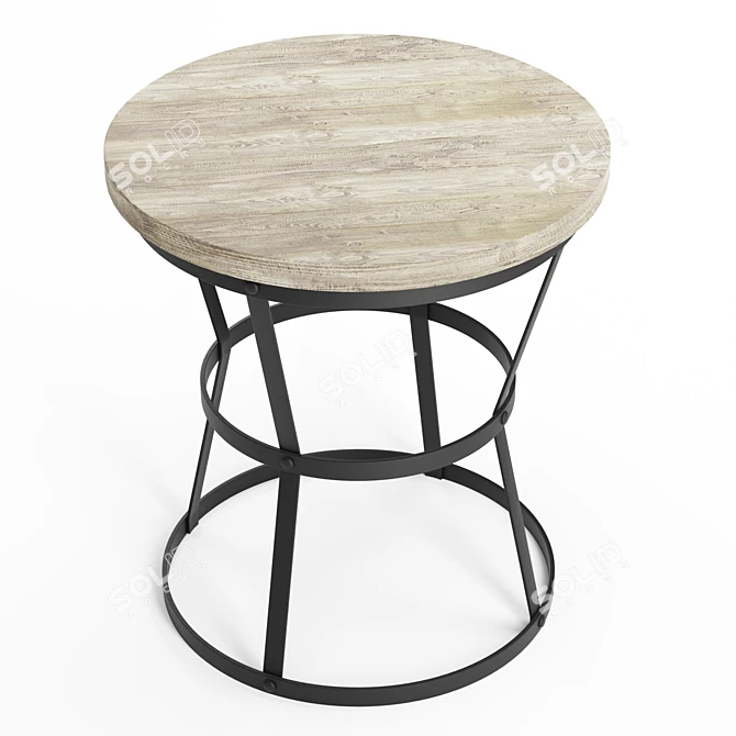 Rustic Reclaimed Wood Side Table 3D model image 2