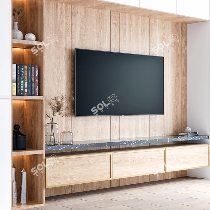 Sleek TV Stand: 500cm L x 40cm W x 300cm H 3D model image 3
