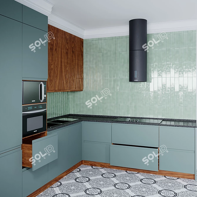 Babooteh Kitchen N02: Stylish Cabinets and Appliances 3D model image 2