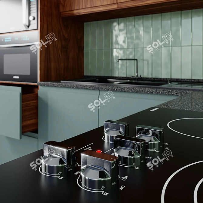 Babooteh Kitchen N02: Stylish Cabinets and Appliances 3D model image 3
