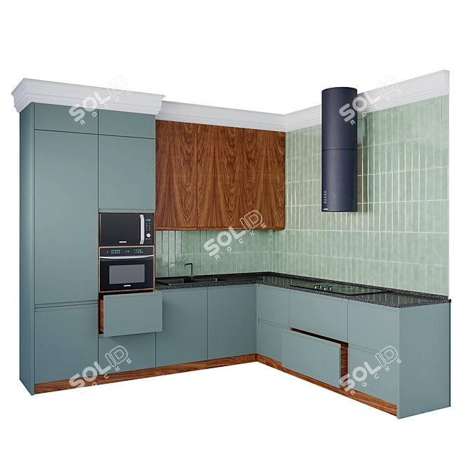 Babooteh Kitchen N02: Stylish Cabinets and Appliances 3D model image 8