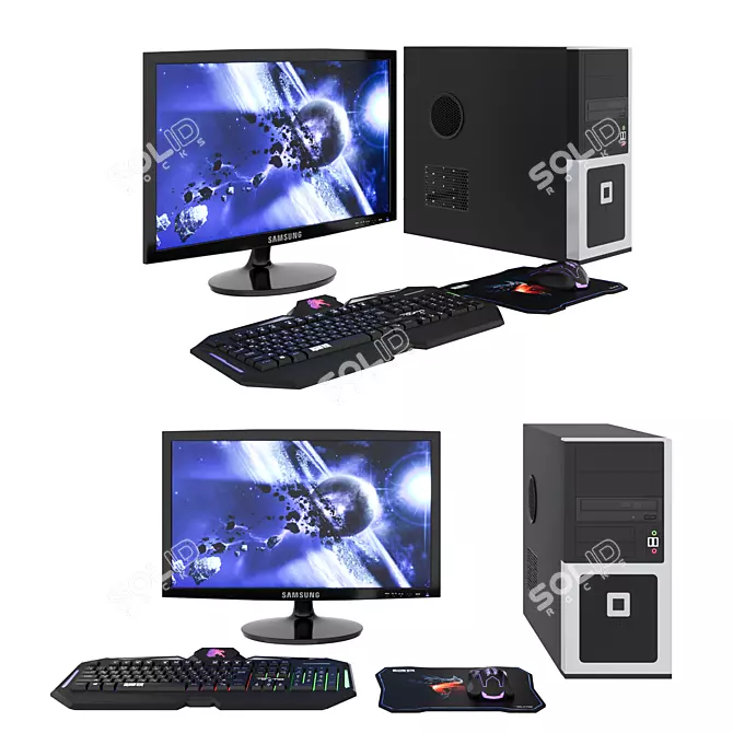 Ultimate Gaming PC Set 3D model image 1