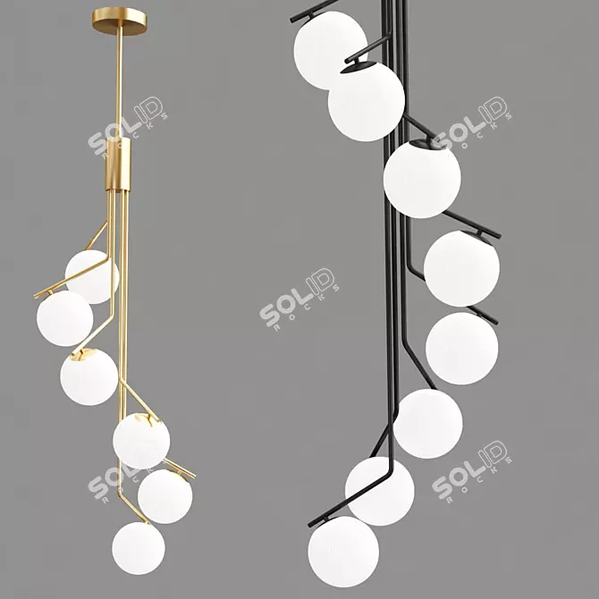 Elegant Cascade Ceiling Lamp 3D model image 1