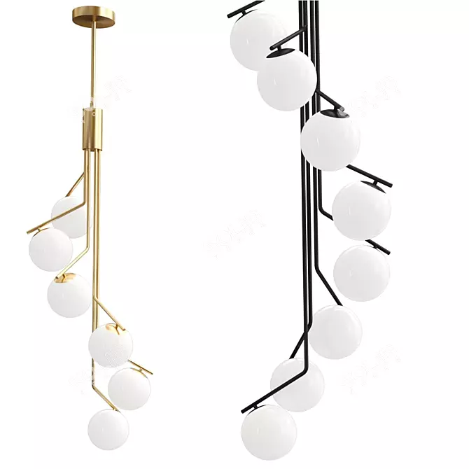 Elegant Cascade Ceiling Lamp 3D model image 2