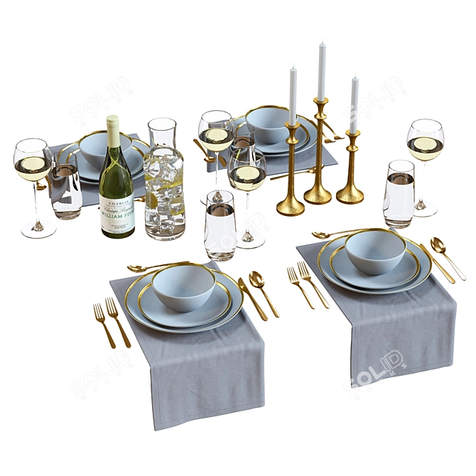 Elegant Addison Tableware Set 3D model image 1