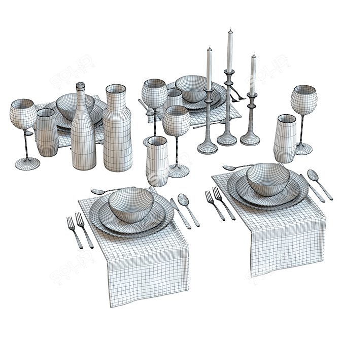 Elegant Addison Tableware Set 3D model image 2