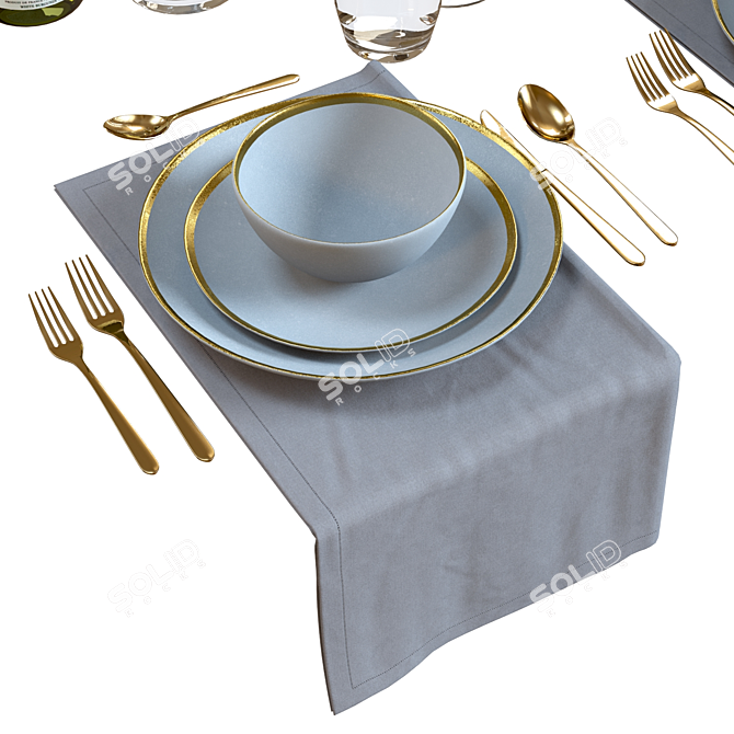 Elegant Addison Tableware Set 3D model image 4