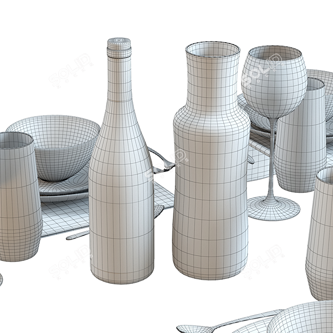 Elegant Addison Tableware Set 3D model image 7