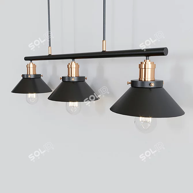 Industrial Pulley Pendant Light Set 3D model image 3