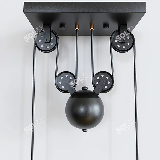 Industrial Pulley Pendant Light Set 3D model image 5