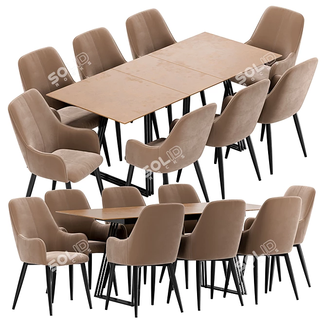 Modern Dining Set: HDC 007 Chair & Opalo Table 3D model image 2