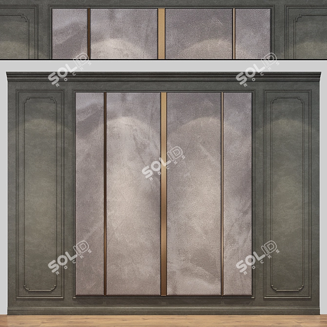 Elegant Wood Wall Panel 3D model image 1