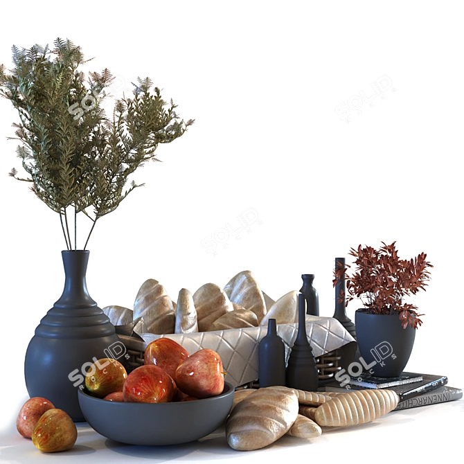 Elegant Breakfast Set Decoration 3D model image 14